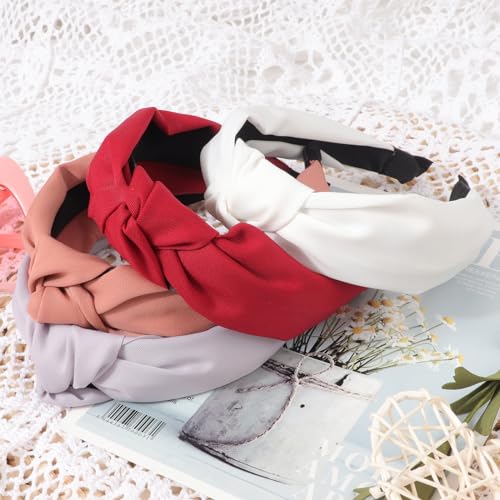 Image of DRESHOW 8 Pack Knotted Headbands for Women Wide Turban Headband Yoga Exercise Ribbing Hair Hoop Hair Bands Accessories