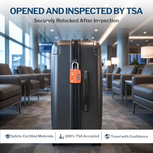 Image of Forge Open Alert TSA Approved Luggage Locks - 3 Digit Combination, Easy Read Dials, Zinc Alloy Body (Orange 2 Locks)