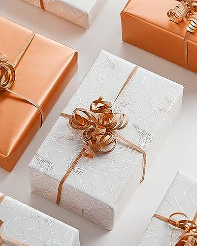 Image of PartyWoo Shiny Metallic Ribbon, 500 Yard Curling Ribbon for Crafts & Gift Wrapping, Rose Gold & Champagne Gold, Ideal for Balloons, Hair, Florist Flowers (1 Roll)