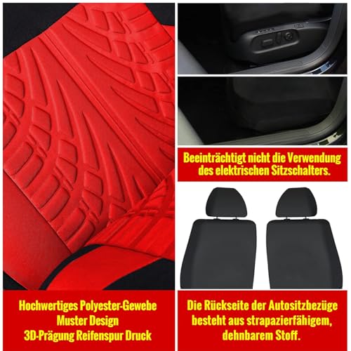 AUTOYOUTH Autositzbezüge für Vordersitze Autositzschoner Reifenschienen Autositzzubehör, Rot