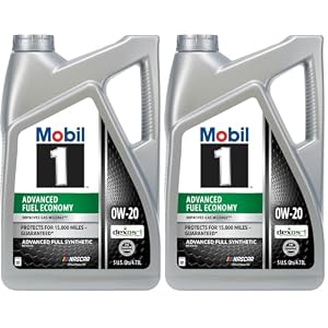 Mobil 1 Advanced Fuel Economy 0W-20 Full Synthetic Motor Oil – 5 Quart, Pack of 2