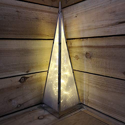 Premier 45cm Christmas Holographic Pyramid with Silver Frame-16 Warm White Led