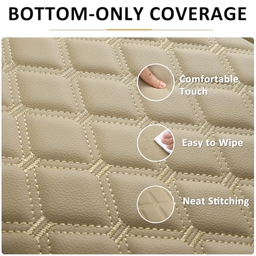 Image of Black Panther 1 Pair of PU Car Seat Covers, Full Wrapping Front Bottom Seat Protector Compatible with 95% Vehicles, Anti-Slip (W 21.26''xD 20.86 inch), Beige