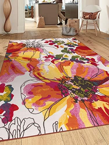 Rugshop Modern Bright Flowers Non-Slip Area Rug 3'3" x 5' Multicolor