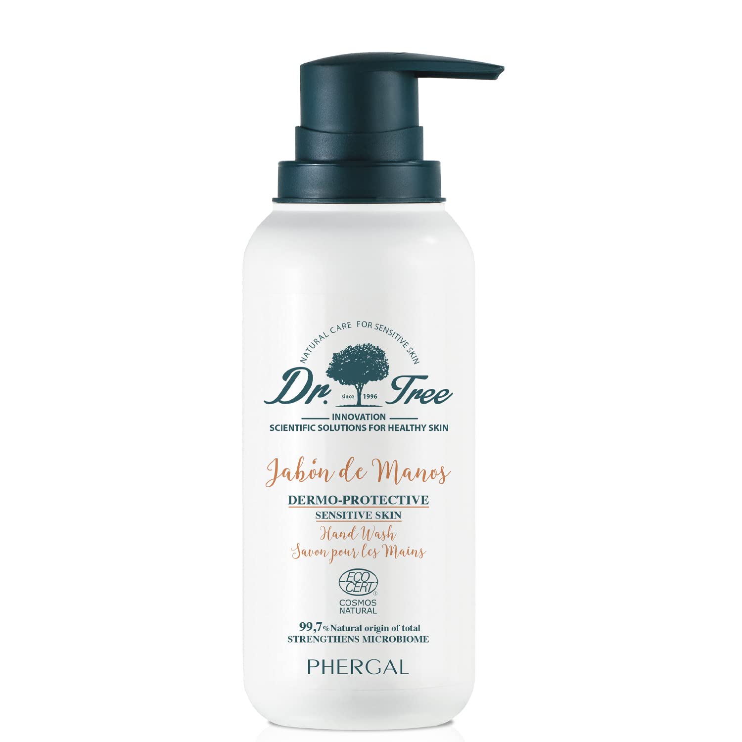Dr. Tree Dermoprotective Hand Soap, Sensitive Skin, Moisturizing, Antibacterial, Airless, 99% Natural Ingredients, Sulfate Free SLE, SLS, Paraben Free, Silicone Free, ECOCERT, 200 ml