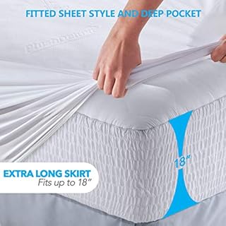 PlushDeluxe Premium Bamboo Mattress Protector – Full Size, Waterproof, & Ultra Soft Breathable Noiseless Washable Bed Mattress Cover for Comfort & Protection - White