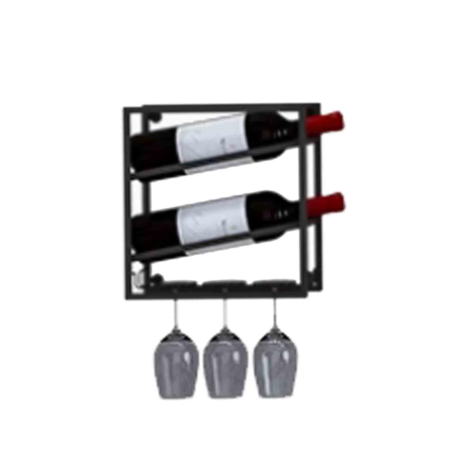 Étagère à vin murale industrielle à 2 niveaux pour bouteilles et verres - Décoration bar cuisine
