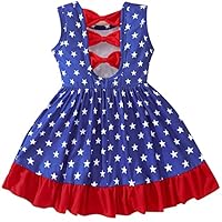 Popshion Toddler Summer Dresses for Girls Leopard Print Dress Back Bowknot Dress Dinosaur Clothes Kids Sleeveless Sundress