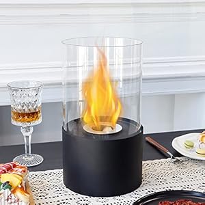 Black Bioethanol Fireplace, Tabletop Fire Bowl Ethanol Fire Pit Bio Fireplace for Indoor Outdoor Home Garden Balcony…