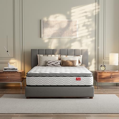 Jacia House Short Queen Mattress,11.4 Inches Pillow Top Pocket Spring Hybrid RV Mattress, Memory Foam Innerspring Firm Bed in a Bag 74' L x 60' W