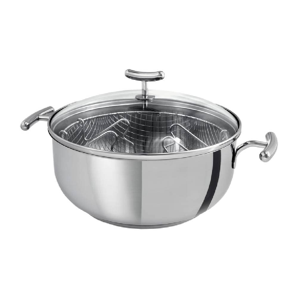 Freidora de Acero Inox Base de 3 Capas TEKA Tapa de Cristal Ø 24 cm