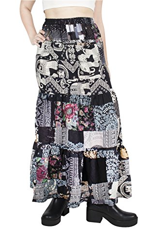 Jupe longue bohème Lofbaz pour femmes vêtement maxi style hippie et gypsy robe d'été
