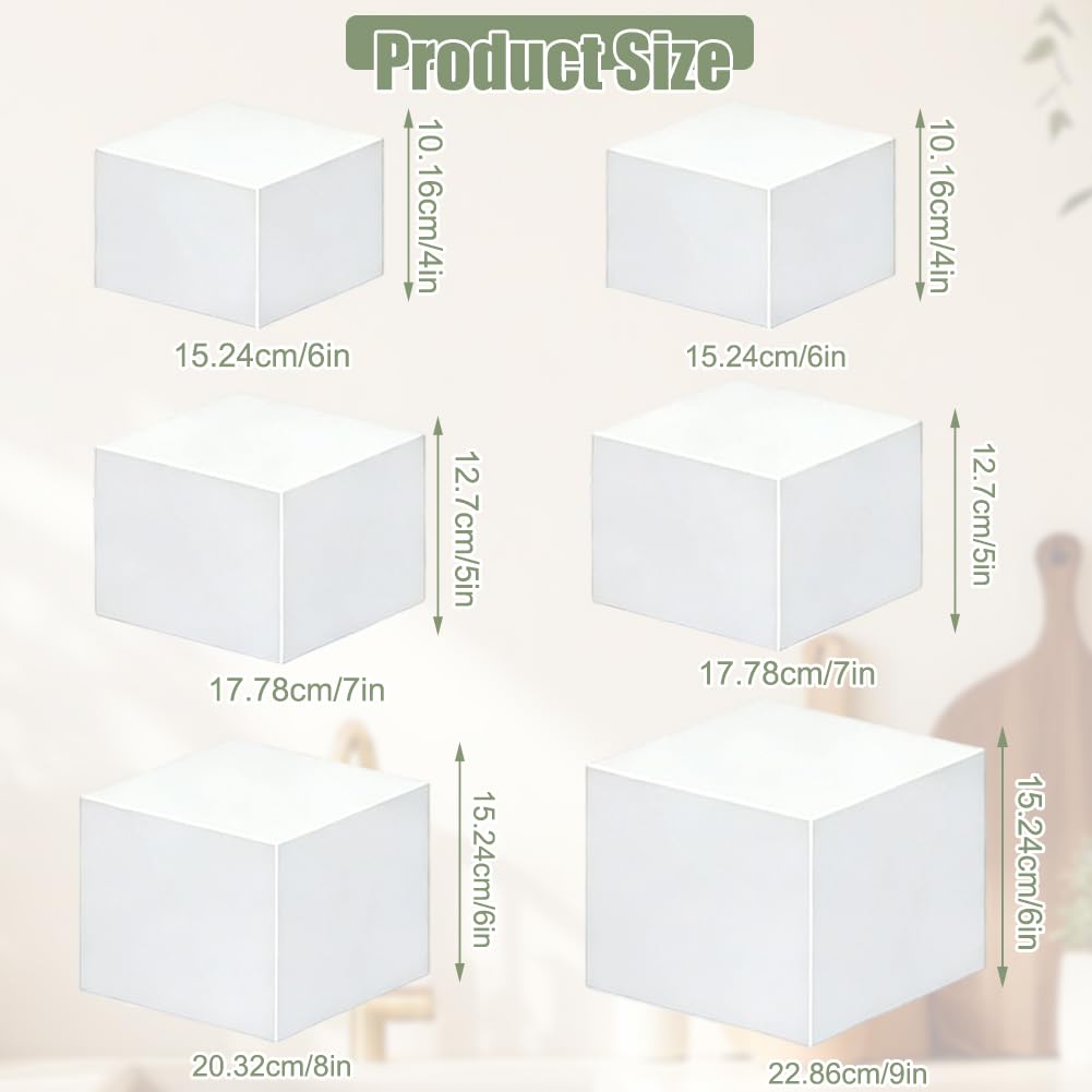 Présentoir Buffet en Acrylique Blanc - 6 Rehausseurs de Buffet Gradués, Supports à Gâteaux Empilables pour Apéritif, Desserts, Décoration de Mariage et Anniversaire