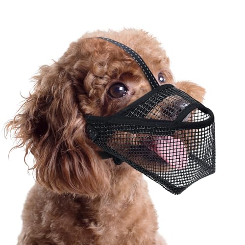 Image of Mesh Dog Muzzle, Breathable Soft Dog Muzzle with 3 Reflective Straps for Secure Fit, Prevents Biting, Chewing Scavenging - Adjustable for Small Medium Large Dogs,XS+