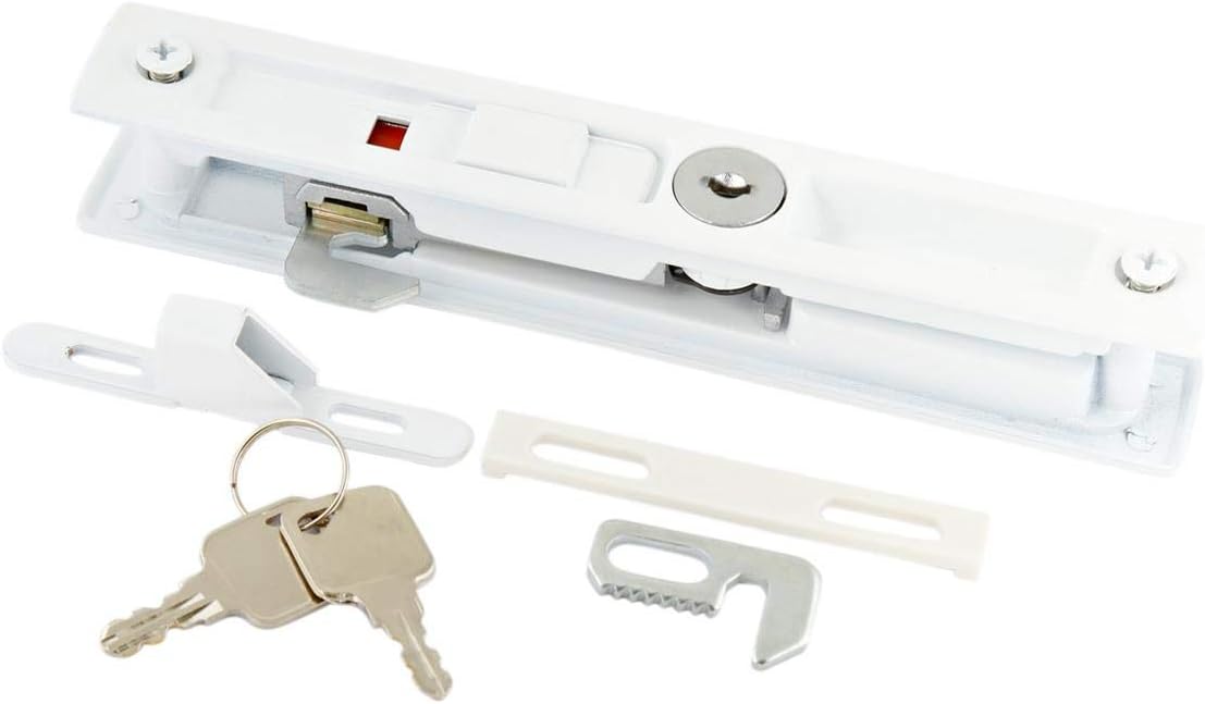 Robustline Aluminum Double Face Sliding Lock with Key - White