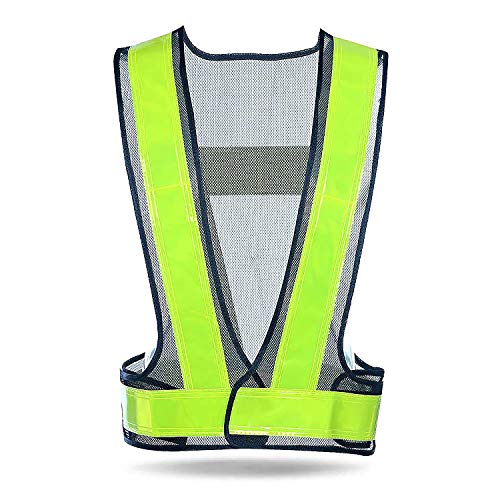 マモルイ ベスト反射 安全ベスト 警察グッズ 新規格安全帯 - ランニング ウオーキング 夜道 工事現場 ランニング 自転車 ロートバイク 適用場所 - 高い視認性 通気性 建設作業員 警察 作業着 - サイズ調整可能 男女 大人 子供 すべて対応   フリー 紺-イエロー