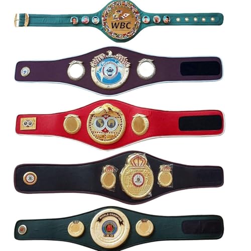 Championship Collection Mini Boxing Belt Set, 5 Premium Replica Display Belts Inspired by WBC, WBA, WBO, IBF, IBO for Collectors and Fans
