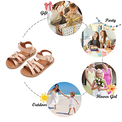 Image of Felix & Flora Toddler Girl Sandals - Little Girl Easter Dress Shoes Lightweight Open Toe Beach Holiday Flats