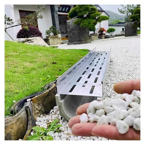 Caniveau de drainage extérieur en résine robuste et durable avec grille métallique solide - 2