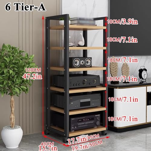 Support multimédia mobile avec grand rangement pour console et composants stéréo
