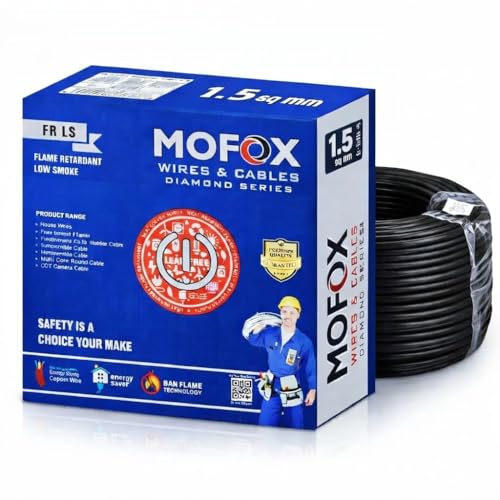 Image of MOFOX Diamond Series FR /FRLS Electrical Wire, Multi-Strand Copper Conductor 90 Meter (BLACK, 1.50 SQ MM)