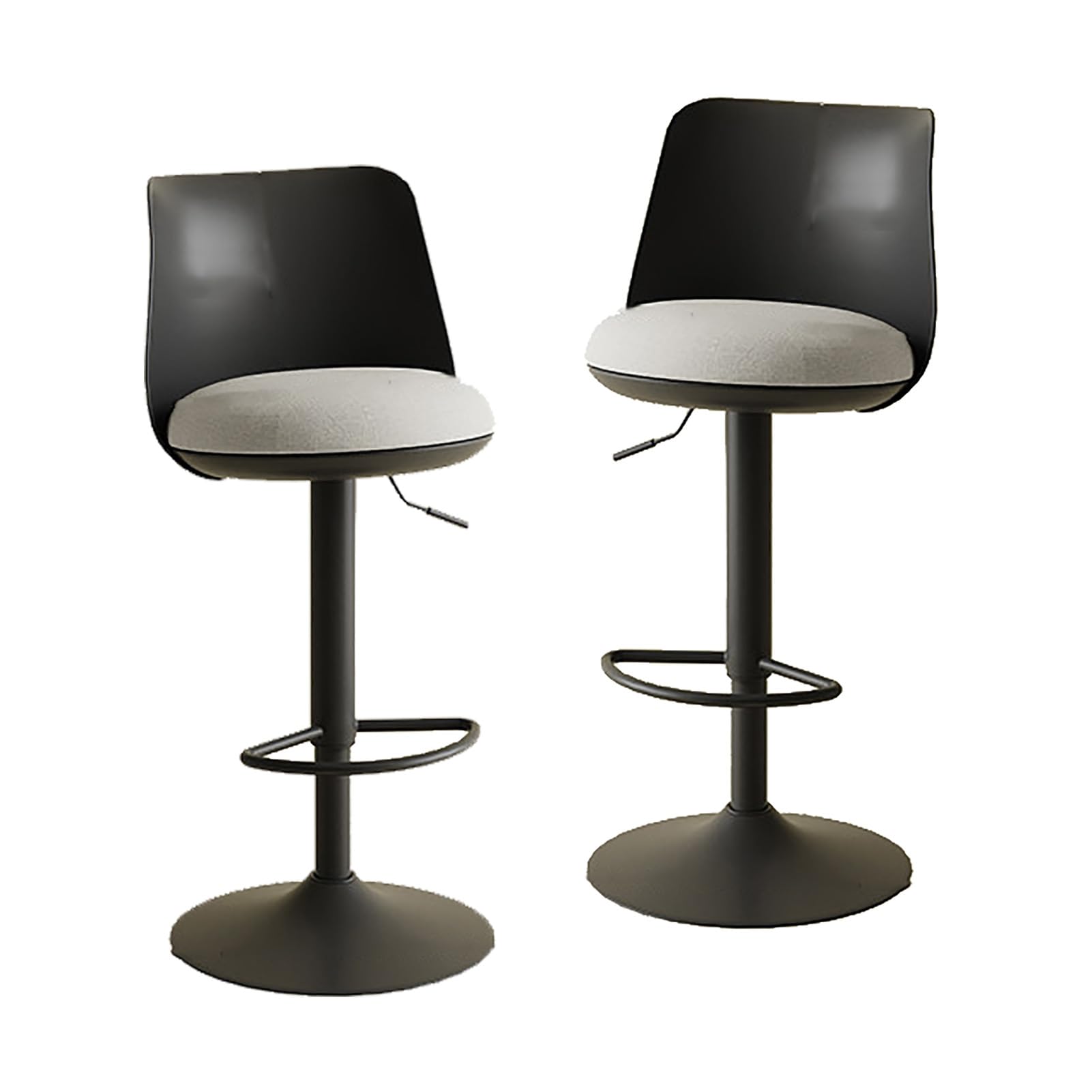 STUIJKVSZ Set of 2 Modern Bar s, 360° Swivel Counter Height Bar Adjustable Height Upholstered Armless Bar Chair with Linen Seat for Kitchen Island, Bistro, Pub, Café(Set of 2, Black)