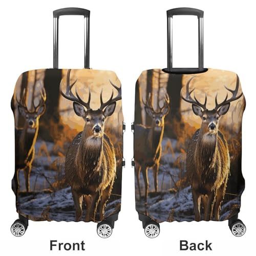 Travel Luggage Cover Elastic Suitcase Protector Anti-Scratch Washable Deers Picture Luggage Sleeve Tsa Approved Carry on Covers Baggage Cover Fits 18-32 Inch Luggages3