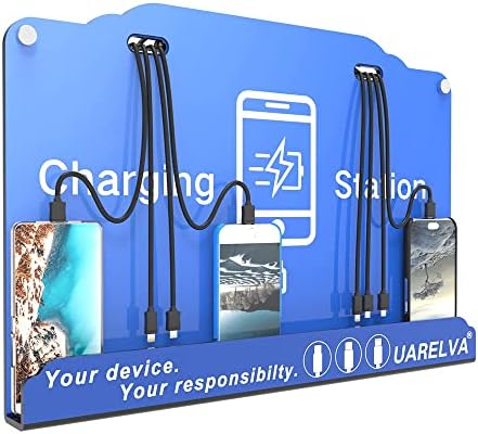 Wall Mounted Cell Phone Charging Station | 8 Ports High Speed Cables Charging Dock with Apple,Type-C,Android Port | Applicable Airport/Hotel/Hospital/Banks/Shopping Malls