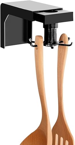 Linkidea Gancho de cocina para gabinete, rotación de 360°, estante colgante de cocina para almacenamiento de utensilios, gancho adhesivo sin uñas