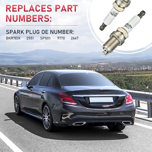 Image of BKR7EIX Iridium Spark Plugs 4 Pack Compatible with Honda Civic VW Passat Golf Jetta Scirocco 1.6L 1.8L 2.0L L4 Engine Replacement for 2551 SP1011 9770 2667 Spark Plug