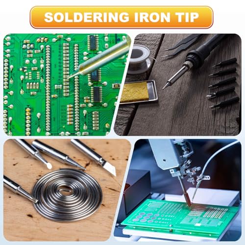 Image of MECCANIXITY 5 Pcs 900M Soldering Iron Tips Copper Non-magnetic Welding Head with Cleaning Sponge Pad Replacement for Solder Station Tip (900M-T-1.6D)
