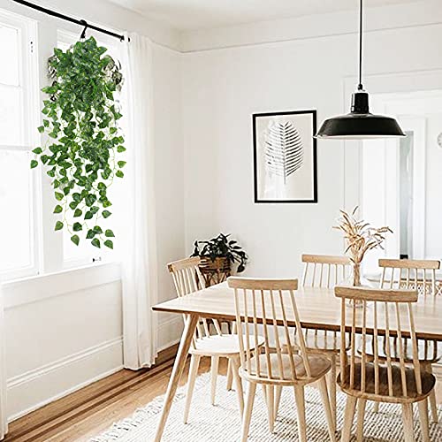 Uieke 2Pcs Fake Plants for Outside Fake Plant Decor 3.1ft Artificial Hanging Plants Fake Ivy Vine Faux Greenery Vine Plant for Home Room Wall Pot Hanging Planter Indoor Outdoor Décor