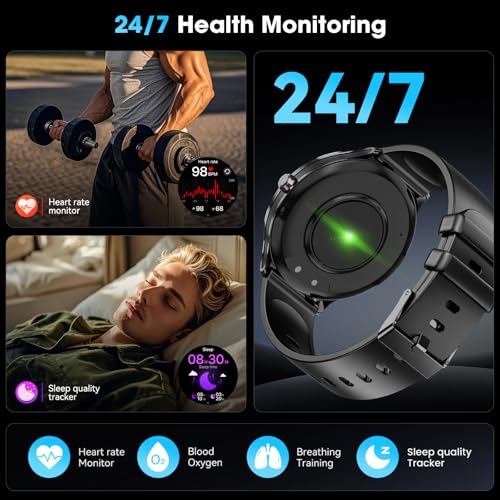 Smart Watch for Men Women, 1.75" AMOLED Screen, Bluetooth Calling, Fitness Tracker with Heart Rate Sleep Monitor Pedometer, IP68 Waterproof, 100+ Sport Modes, Smartwatch Compatible with Android iPhone