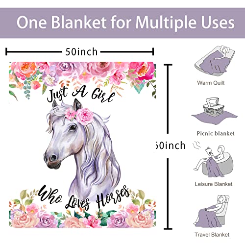 Horse Blanket For Girls，Horse Blanket Throw,Soft Flannel Blankets Loves Horse Throw Blanket Lightweight Warm,Girls Couch Bed Sofa Decorative Dorm 50"X60" Blanket #TOP5