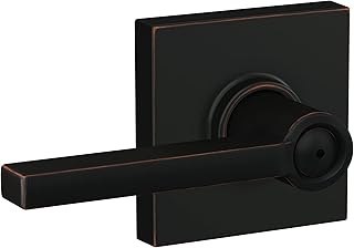 Schlage F40 LAT 716 COL Bed/Bath Latitude Lever with Collins Trim, Aged Bronze
