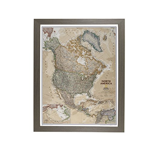Push Pin Travel Maps Executive North America with Barnwood Gray Frame and Pins