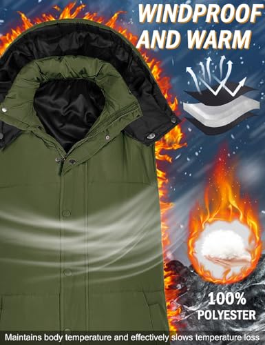 Chaleco largo acolchado para mujer con capucha ajustable y bolsillos funcionales para invierno 4