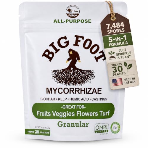 Big Foot Mycorrhizae - Double Your Plant Size, Easy to Use, Made in USA, Treats 30 Plants...