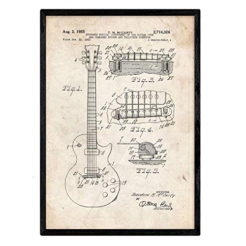 Nacnic brevet affiche de guitare. Feuille avec le vieux brevet de dessin en format A3 et vintage background - Les Beatles, Paul McCartney, John Lennon, RIngo Starr, George Harrison Nacnic brevet affiche de guitare. Feuille avec le vieux brevet de dessin en format A3 et vintage background – Image 6