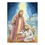 Needzo Countdown to Christmas 2024 Religious Nativity of the Lord Advent Calendar with 24 Pull Tab Doors Revealing Stories of the Bible, Educational Holiday Activity for Catholic Kids (Single)