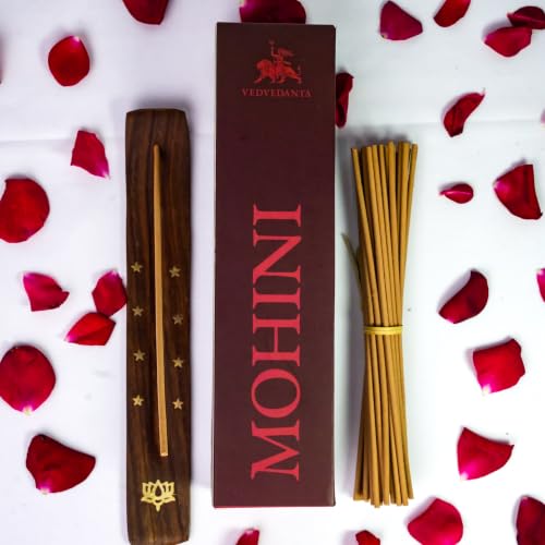 Image of Mohini Luxury Incense Sticks | 60 Bambooless Incense Sticks | Pure Sheesham Wood Stand | Long Lasting Fragrance | Complete Sensory Journey | Ethically Crafted | Pack of 3