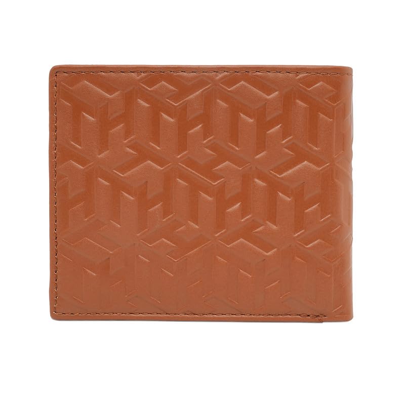 Image of Tommy Hilfiger Men's Passcase Wallet Elgon - Tan | Embossed Leather | Global Coin Pocket | Stylish Purse for Men