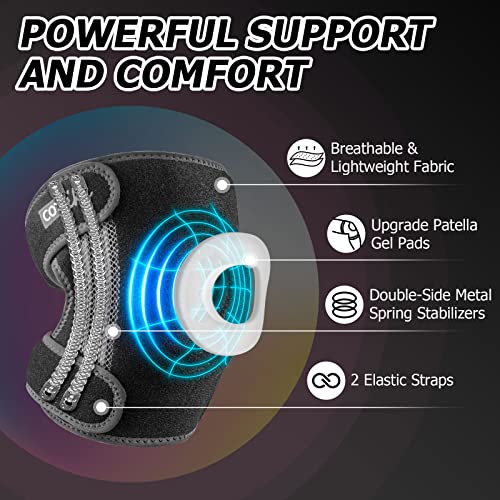 Cotlike Knee Braces With Side Stabilizers For Knee Pain, Patella Knee Support For Men And Women - Arthritis Pain, Meniscus Tear Cl Mcl Injury Recovery, Running, Workout (Gray, M) #TOP2