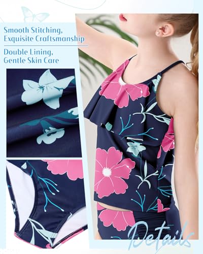Image of Century Star Girls Flounce Tankini 2 Piece Bathing Suit | Cute swimwear set with a stylish flounce top,Comfortable fit, perfect for girls' summer beach vacations