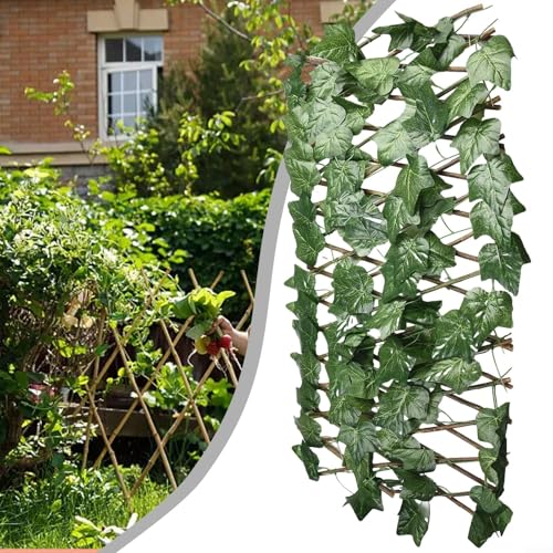 HEBEOT Rotolo di edera artificiale per recinzione a doppia faccia, finta edera, recinzione per la privacy, decorazione da parete, recinzione, schermo per privacy, siepe (A)