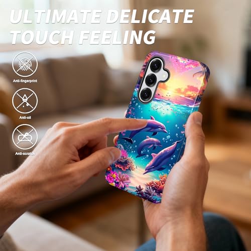 EFGWSDER for Galaxy S26 Plus Case,Heavy Duty Shockproof Dual-Layer Phone Case with Drop Protection, Non-Slip Protective Cover for Samsung Galaxy S26 Plus 6.7",Dolphin Coral Sunshine - image 4