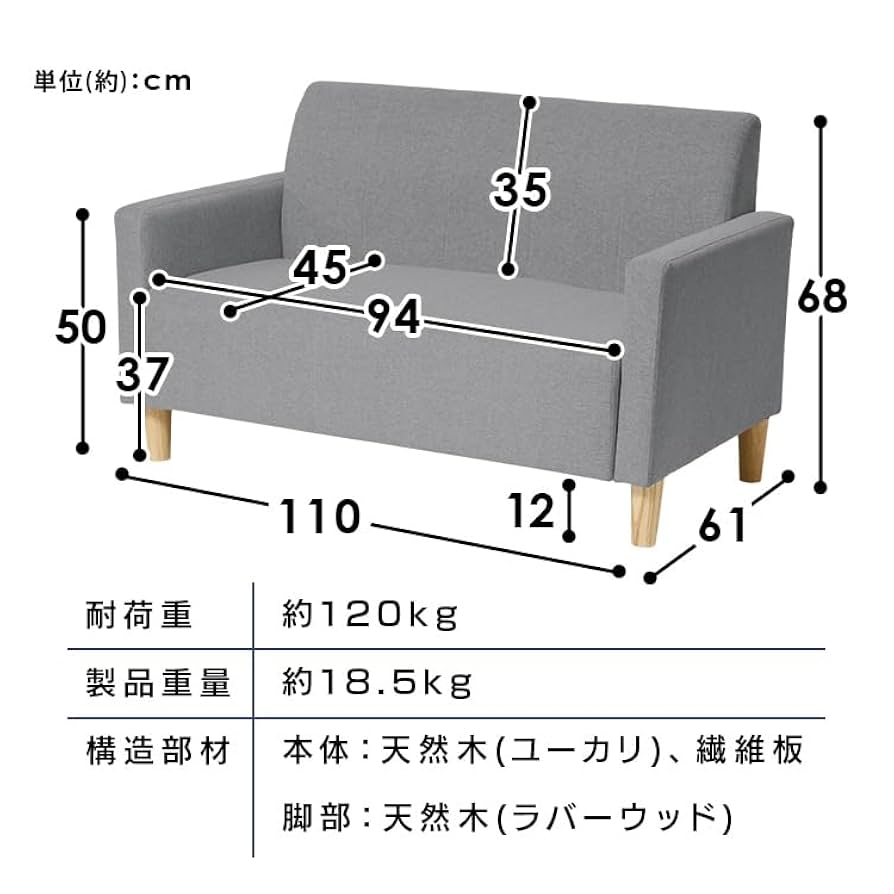 Amazon｜アイリスプラザ ソファ 2人掛け 幅110cm 高さ12cm