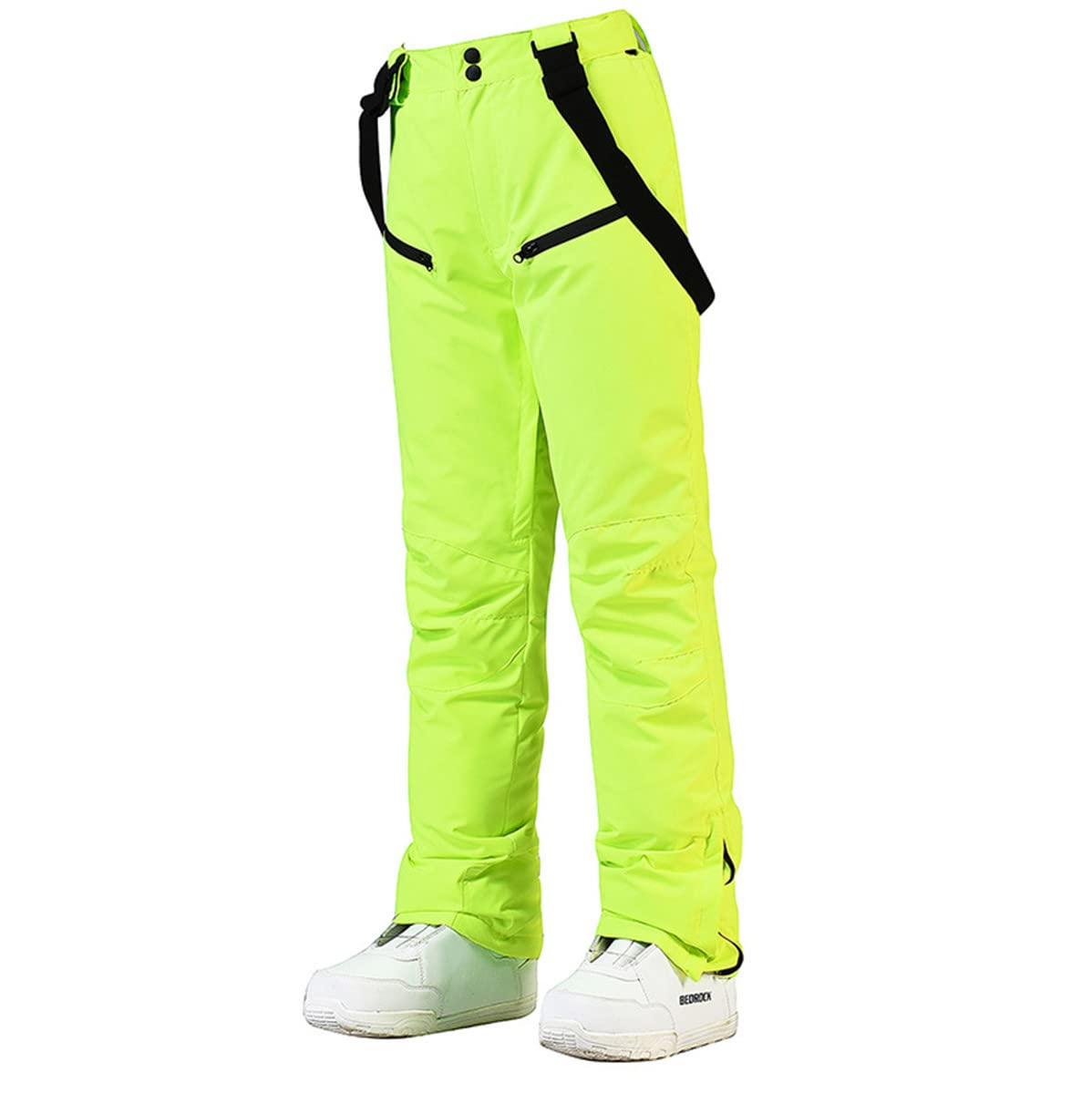 JELEUON Women Men Winter Warm Insulated Outdoor Mountain Snow Pants Ski Bibs Waterproof Insulated Winter Snowboard Snow Pants XL Light Green