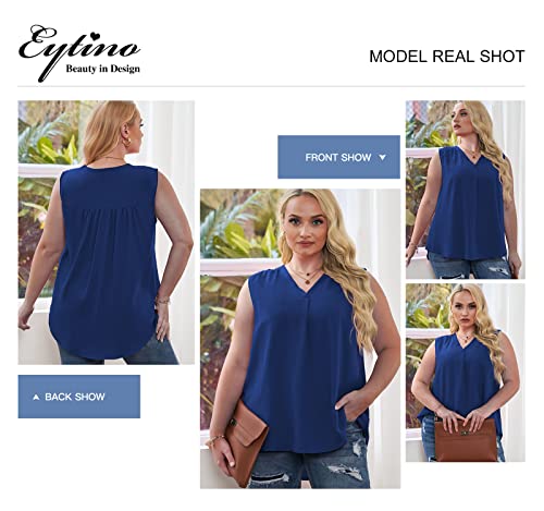 Image of Eytino Womens Plus Size Tank Tops Summer Sleeveless V Neck Casual Loose Chiffon Blouse Office Work Shirts(1X-5X)