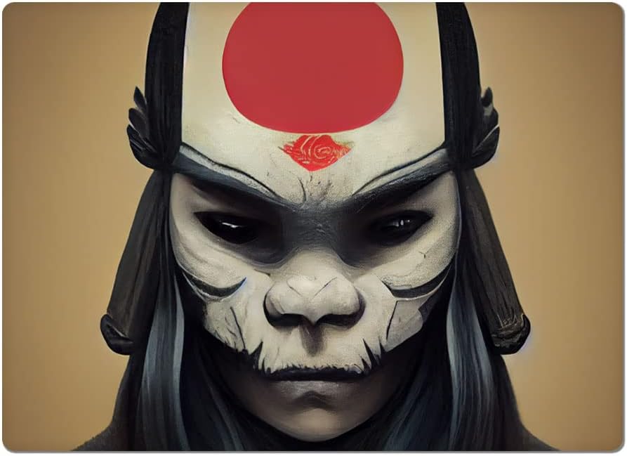 Oni Mask Warrior Car Magnet 2 PCS - Fantasy Art Car Magnet - Oni Demon Sticker